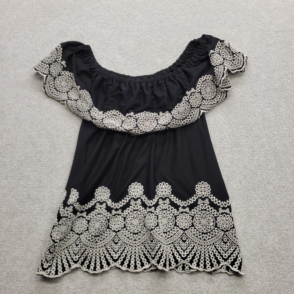Fever Black Off Shoulder Lace Dress Women’s Small Boho Mini Dress